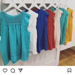 Zyga teal linen blouse